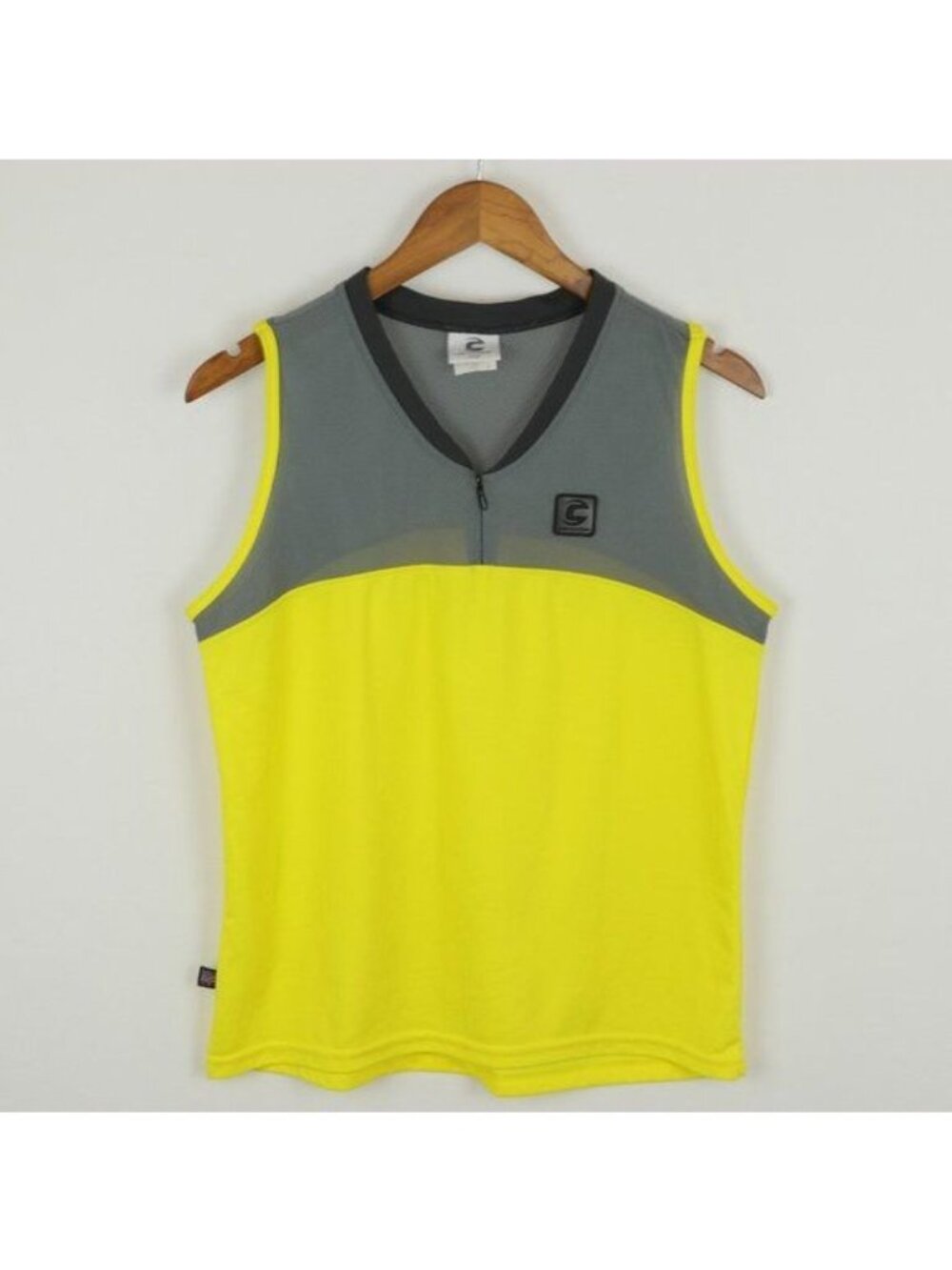 Cannondale Men's Large Yellow V-Neck Sleeveless Breathable Cycling Jersey